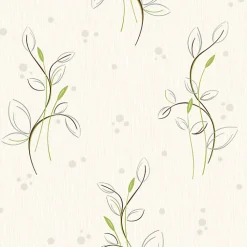 Papier peint vinyle expansé sur intissé - Basique - Motif floral vert pois satiné - Rouleau(x)