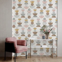 Papier peint vinyle expansé à coller formes géométriques velours gris L.10 05 x l.53cm