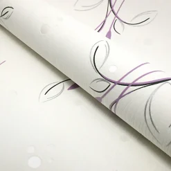 Papier peint vinyle expansé sur intissé - Basique - Motif floral violet pois satiné - Rouleau(x)