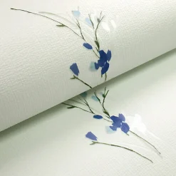 Papier peint vinyle expansé sur intissé - Aquarelle - Fleurs bleues - Rouleau(x)