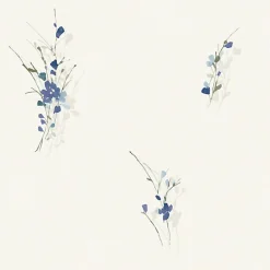 Papier peint vinyle expansé sur intissé - Aquarelle - Fleurs bleues - Rouleau(x)
