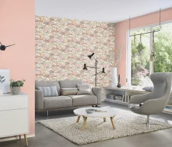 Papier peint vinyle expansé grainé sur intissé jardin féerique rose L.1001 x l.53cm Rasch