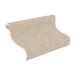 Papier peint vinyle expansé grainé sur intissé feuillages pailles crème L.1001 x l.53cm Rasch