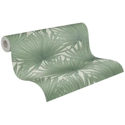 Papier peint vinyle grainé sur intissé effet mat végétal Antigua As Creation L.1005 x l. 53 cm vert
