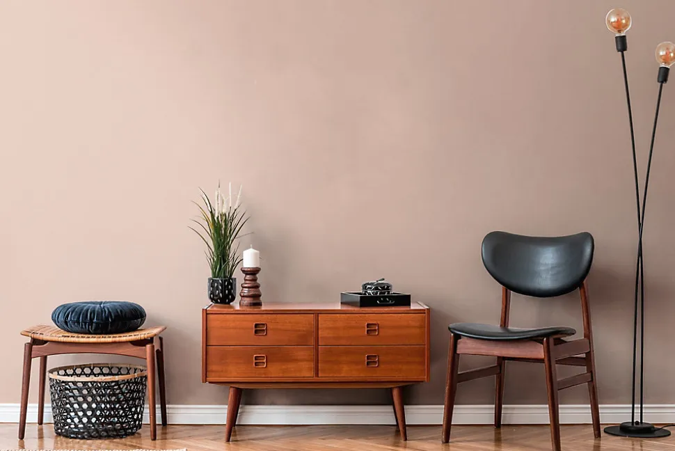 Papier peint vinyle grainé sur intissé uni beige rose L.1005 x l. 53 cm, As Creation Around