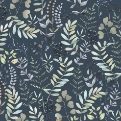 Papier peint vinyle grainé sur intissé botanique Olivia bleu L.1001 x l.53 cm Ugépa