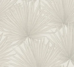 Papier peint vinyle grainé sur intissé effet mat végétal Antigua As Creation L.1005 x l. 53 cm ecru