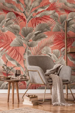 Papier peint vinyle grainé sur intissé jungle Bali L.880 x l. 53 cm taupe, rose As Creation