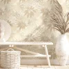Papier peint vinyle intissé feuillage beige L.1001 x l.53cm
