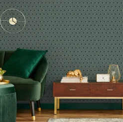 Papier peint Vinyle Intissé GoodHome Draba vert et noir