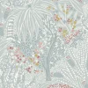 Papier peint vinyle intissé Sejours & Chambres Lutece mat et satiné fleurs, feuilles bleu, blanc, rouge l.1005 x l.53 cm