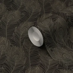 Papier peint Vinyle Intissé GoodHome Sedef noir