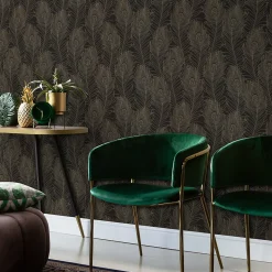 Papier peint Vinyle Intissé GoodHome Sedef noir