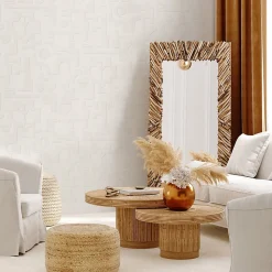 Papier peint vinyle intissé géométrique Empreinte blanc L.1005 x l.53cm Lutèce
