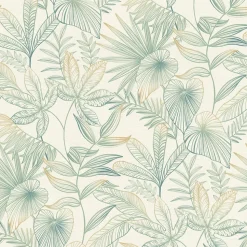 Papier peint vinyle intissé feuillage vert L.1001 x l.53cm Rasch