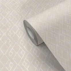 Papier peint vinyle intissé Kohev GoodHome géométrique beige L. 10,05m x l. 0,53m