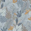 Papier peint vinyle intissé Allure Lutece mat et satiné feuilles bleu, cuivre, taupe l.1005 x l.53 cm