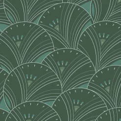 Papier peint vinyle intissé Villa Rosalie Lutece mat et satiné art déco vert l.1005 x l.53 cm