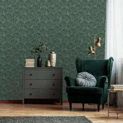 Papier peint vinyle intissé Villa Rosalie Lutece mat et satiné art déco vert l.1005 x l.53 cm