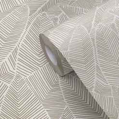 Papier peint vinyle intissé Gebu GoodHome motif palmier beige L. 10,05m x l. 0,53m