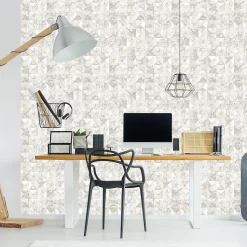 Papier peint Vinyle Intissé GoodHome Eudya blanc et gris