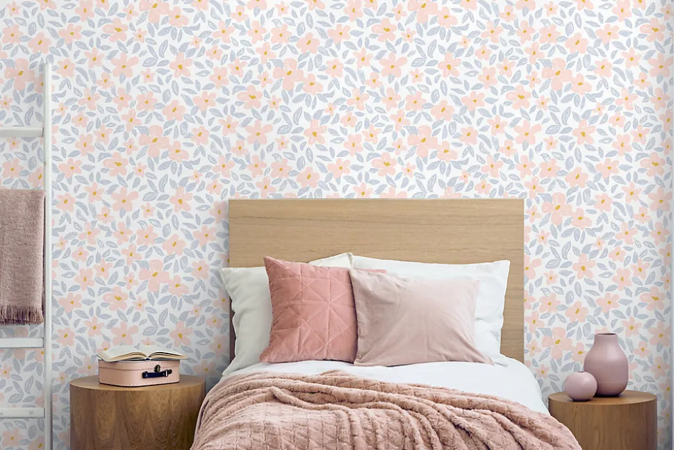 Papier peint vinyle intissé fleuri Flowers multicouleurs pastel L.1005 x l.53cm Ugèpa