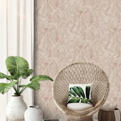 Papier peint vinyle intissé Gebu GoodHome motif palmier rose L. 10,05m x l. 0,53m