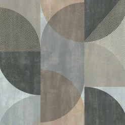 Papier peint vinyle intissé Sejours & Chambres Lutece mat et satiné géométrique gris, taupe, bleu l.1005 x l.53 cm