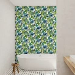 Papier peint vinyle intissé Cuisines & Bains Lutece mat et satiné fonds marins bleu, vert l.1005 x l.53 cm