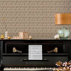 Papier peint vinyle intissé Villa Rosalie Lutece mat et satiné trompe l'œil paille beige, taupe l.1005 x l.53 cm