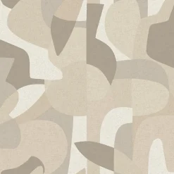 Papier peint vinyle intissé géométrique Abaca origine gris et beige L.1005 x l.53cm Lutèce