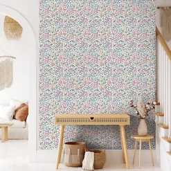Papier peint vinyle intissé fleuri liberty Mini darla rose, vert, jaune L.1005 x l.53cm Ugepa