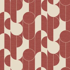 Papier peint vinyle intissé rond géométrique GoodHome terracotta et blanc L.10m x l.53cm