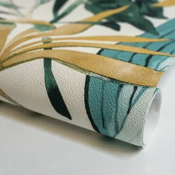 Papier peint vinyle intissé feuilles de palmier Big palm vert L.1005 x l.53cm Grandeco