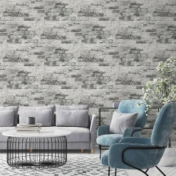 Papier peint Vinyle Intissé GoodHome Epid gris et blanc