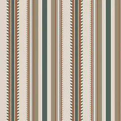 Papier peint vinyle intissé Bensimon lignes beige, vert, terracotta L.1005 x l.53cm Lutèce