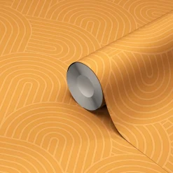 Papier peint vinyle intissé arche géométrique GoodHome jaune L.10m x l.53cm