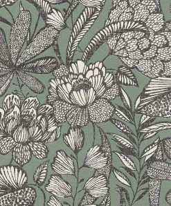 Papier peint vinyle intissé grainé fleuri Jade L.1005 x l.53cm Rasch