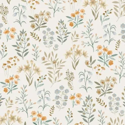 Papier peint vinyle intissé fleuri beige, jaune L.53 x l.1005 cm Grandeco Poésie