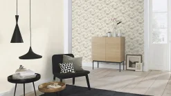 Papier peint vinyle intissé expansé palmiers beige l.53 x H.1005 cm Rasch