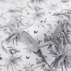 Papier peint Vinyle Intissé GoodHome Howlit noir et blanc