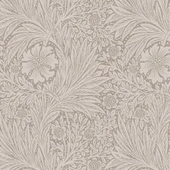 Papier peint vinyle intissé fleuri effet métallique beige crème L.1000 x l.52 cm William Morris Marigold