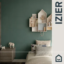 Papier peint vinyle intissé uni bleu vert L.53 x l.1005 cm GoodHome Izier