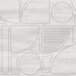Papier peint vinyle intissé Reality Iv Lutece mat et satiné effet bois, cerclé gris, gris clair l.1005 x l.53 cm