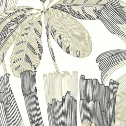 Papier peint vinyle intissé feuillage Symphonie vert, gris L.1005 x l.53cm Lutèce