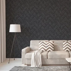 Papier peint Vinyle Intissé GoodHome Lolit noir et gris