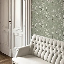 Papier peint Vinyle Intissé GoodHome Osum vert sauge
