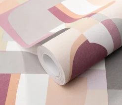 Papier peint vinyle intissé formes géométriques rose L.1005 x l.53cm, Erismann Fragment