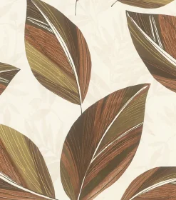 Papier peint vinyle intissé feuillage Alamy beige, marron L.1005 x l.53cm Rasch