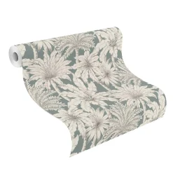 Papier peint vinyle intissé tropical palmiers, bleu L.1001 x l.53cm Rasch, Oskar